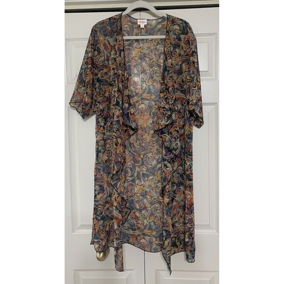 LuLaRoe Sweaters - Lularoe Longline Sheer Kimono Duster Cardigan Multi Color Size M (X4)
